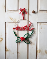 Couronne de Noël en tricotin - Décoration murale