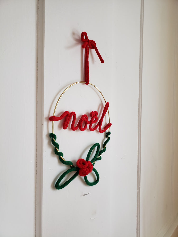 Couronne de Noël en tricotin - Décoration murale - TricoTiCota