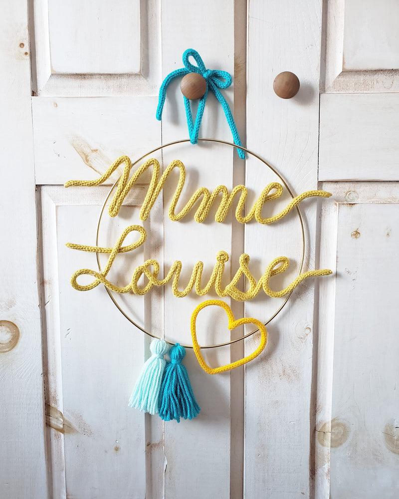 Cerceau décoratif - Modèle ''Coeur et pompons''