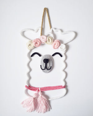 Lama-Licorne avec couronne de fleurs - TricoTiCota