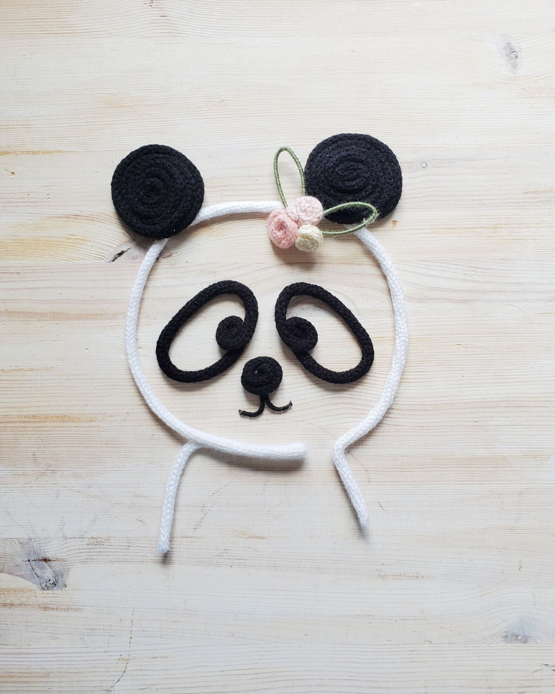 Panda avec ou sans fleurs en tricotin